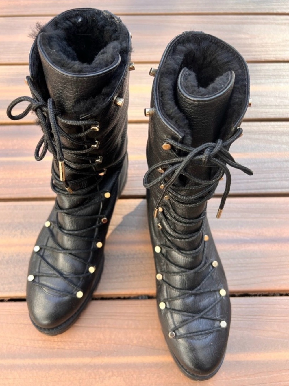 Jimmy Choo Drake Combat Boots with Sherling Lining-Size EU 37/ US 7